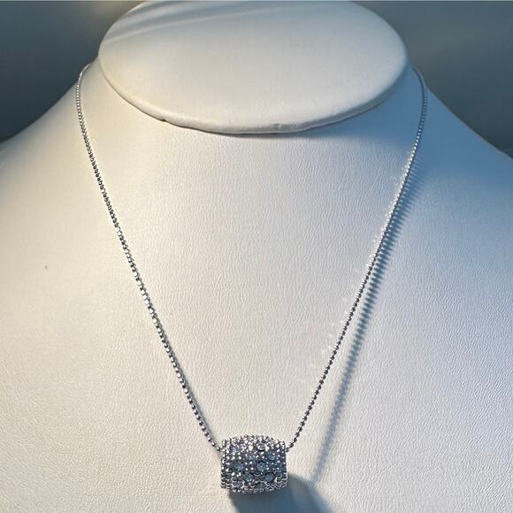 NWT! Faceted Crystal Sliding Pendant On A Silver Chain Lobster Claw Closure K105 - Picture 13 of 14